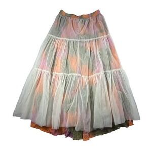 RAM Girls Fairycore Sheer Mesh Tiered Skirt Boho Y2K